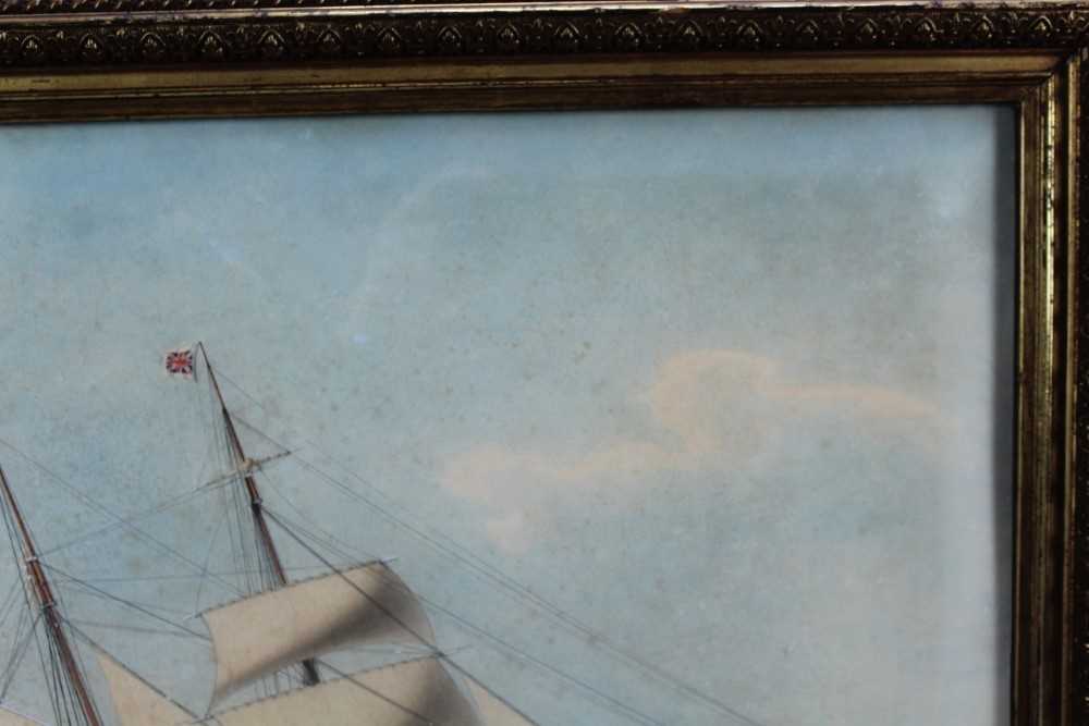 Mid 19th century ink and watercolour - 'Emma of ? Capt. John Key Thomas, off Planier in the gulf of - Image 5 of 9