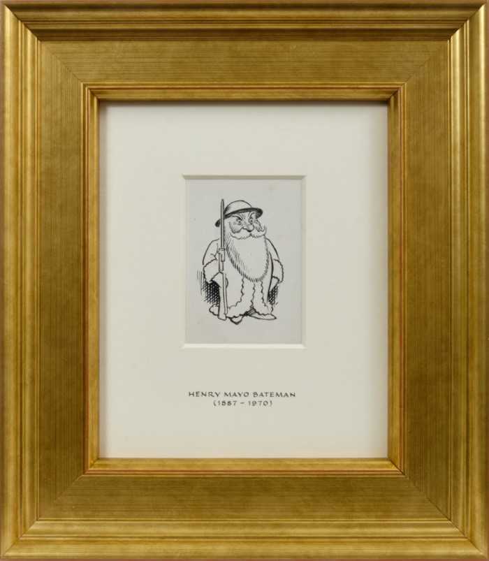*Henry Mayo Bateman (1887-1970) pen and ink drawing - Father Christmas joins the Home Guard, in glaz