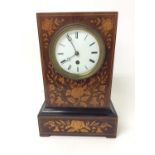 Late 19th century French mantel clock in floral marquetry rosewood case, key and pendulum present, 3