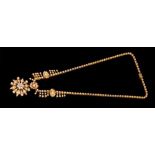 Victorian gold seed pearl and diamond pendant necklace with detachable pendant/brooch, the star shap