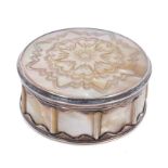 18th century silver and engraved mother of pearl snuff box