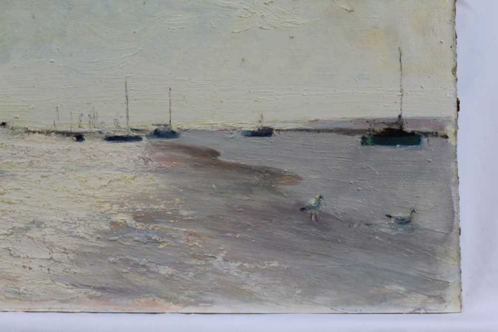 Fid Harnack, oil on board, West Mersea, Low water, signed and inscribed as titled verso - Image 2 of 7