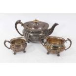 Edwardian silver three piece tea set,