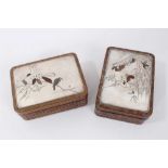 Pair of late 19th century Japanese mixed metal and straw work boxes