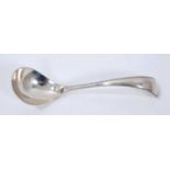 !920s Dutch silver sauce ladle, with teardrop bowl and bead decoration (s'Gravenhage 1928)