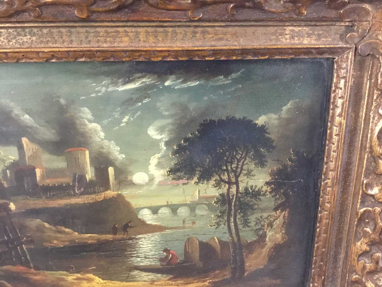 Continental School, early 19th century, pair of oils on panel - moonlit river landscapes, 20.5cm x 2 - Image 5 of 15