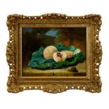 Eloise Harriet Stannard (1828-1915) oil on canvas, Peaches and snail