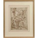 After Luca Cambiaso (1527-1585) 16th century drawing, pen and ink with wash, watermark, 'The Descent