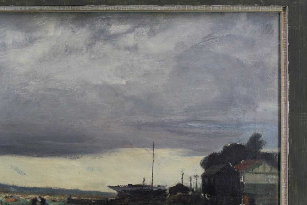 Fid Harnack oil on canvas, harbour scene, signed - Image 4 of 8