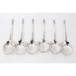 Composite set of six silver apostle spoons, with large oval bowls
