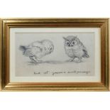 Louis Wain (1860-1939) pencil drawing - “Hoot Ooh! You are a swell Personage”, signed, inscribed, in