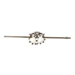 Edwardian moonstone and diamond bar brooch