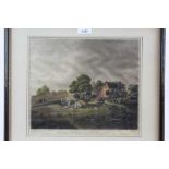Pair of late 18th century hand coloured aquatints by F. Jukes after W. R. Bigg - Cottage Scene near