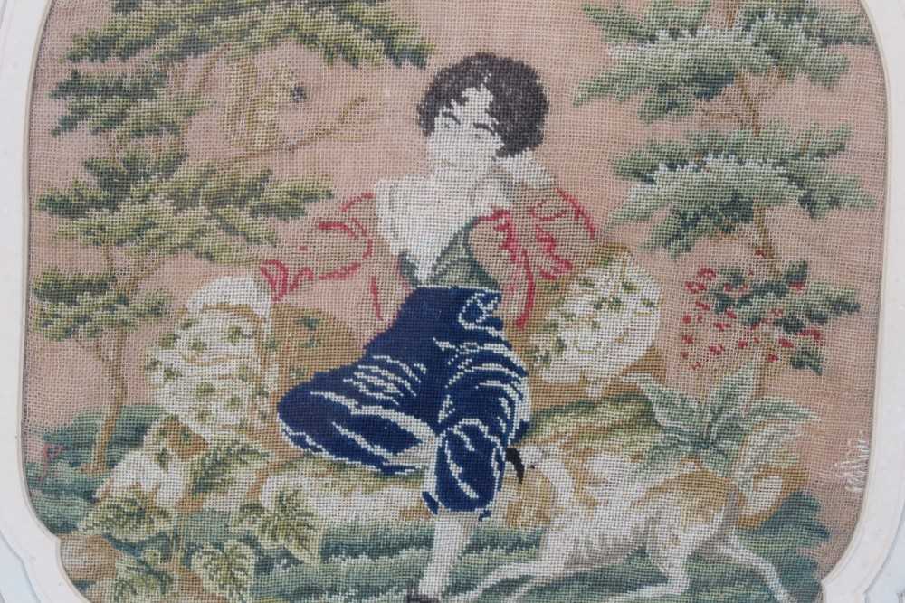 Small near pair of early 19th century embroidered panels - Image 2 of 4