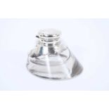 George V novelty silver mounted glass horse hoof inkwell