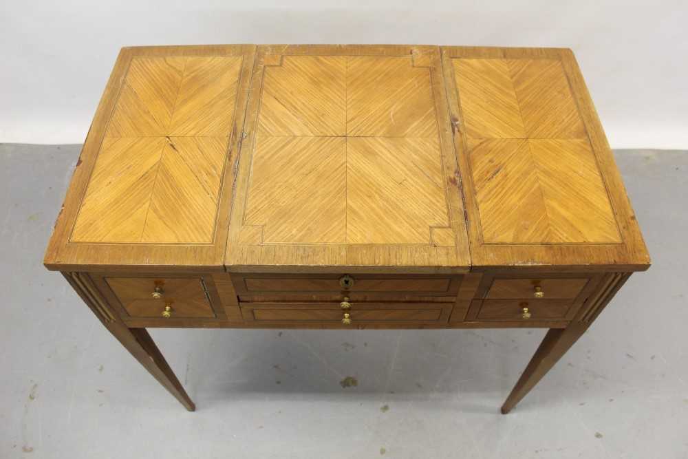 Late 18th / early 19th century French kingwood dressing table, quarter-veneered top hinging to revea - Image 2 of 4