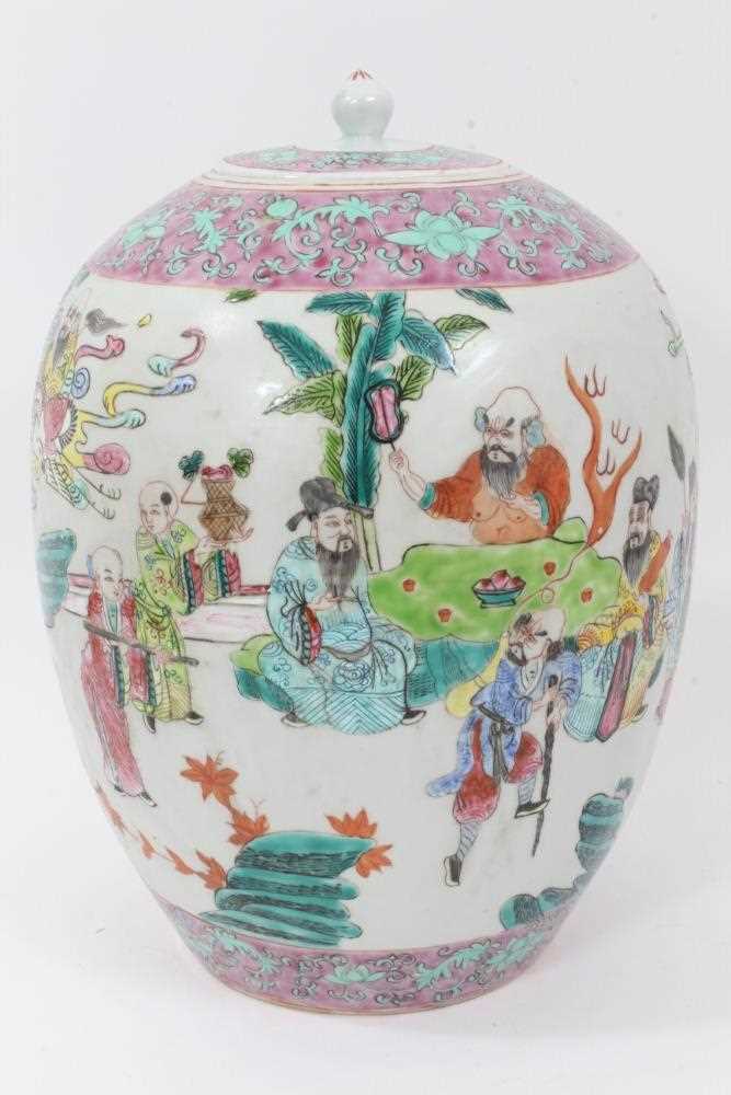 Chinese famille rose jar, cover and stand - Image 4 of 11