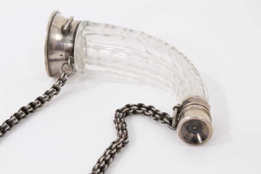 Silver tea strainer together with two silver mounted glass scents - Image 5 of 7