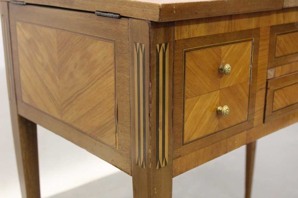 Late 18th / early 19th century French kingwood dressing table, quarter-veneered top hinging to revea - Image 4 of 4