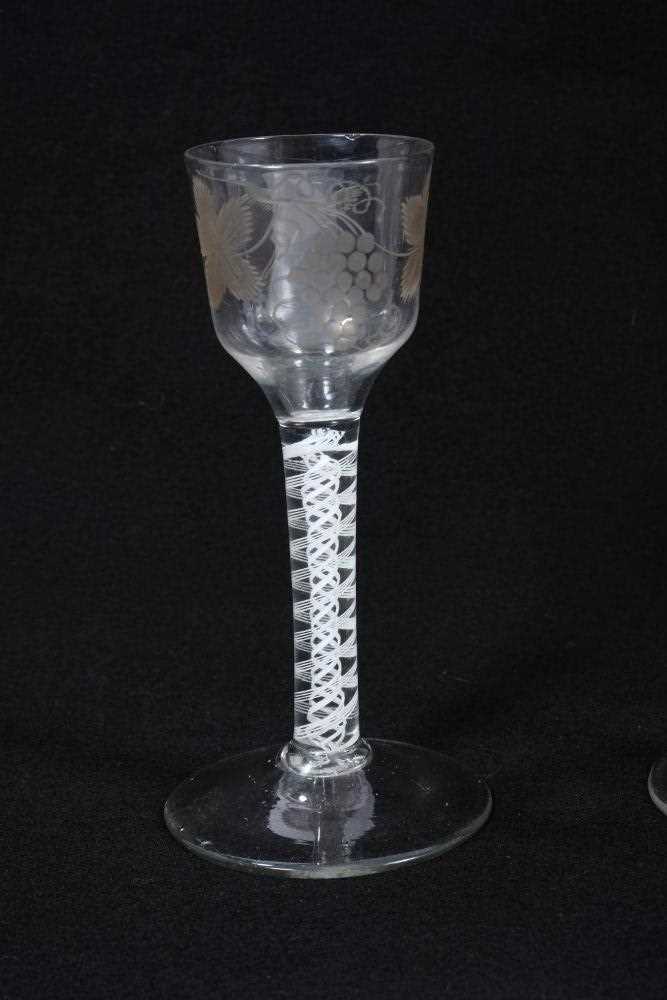 Georgian double series opaque twist wine glass, c.1765