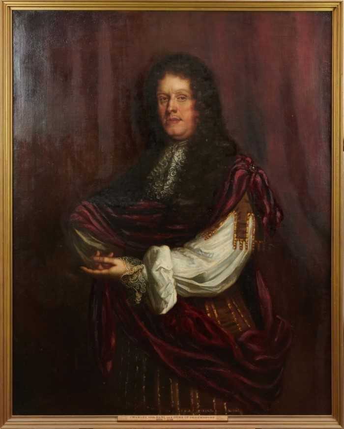 Circle of Godfrey Kneller oil on canvas portrait of Charles Talbot, 12th Earl and Duke of Shrewsbury