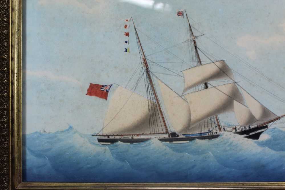 Mid 19th century ink and watercolour - 'Emma of ? Capt. John Key Thomas, off Planier in the gulf of - Image 3 of 9