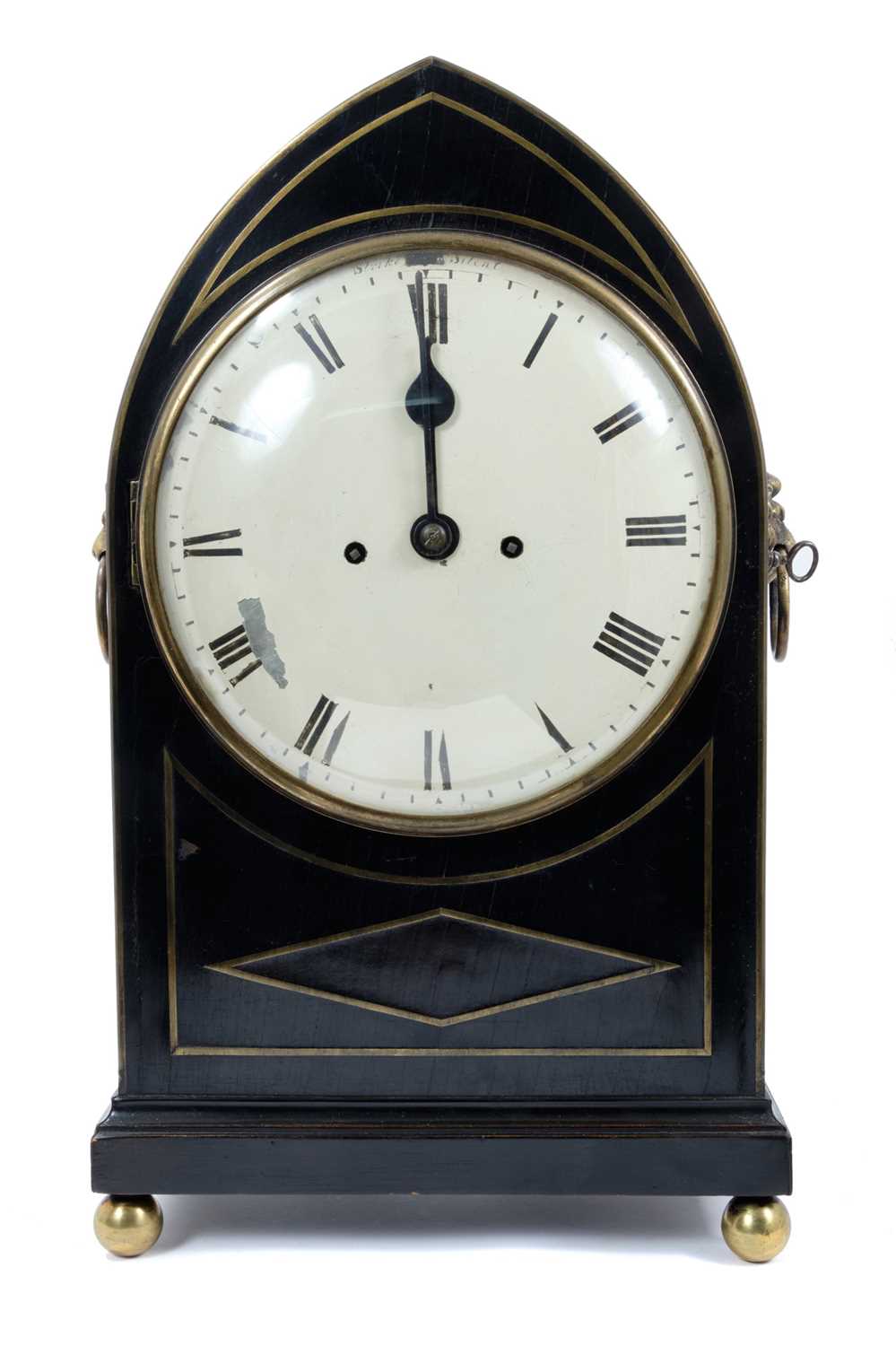 Hedge and Banister of Colchester, a rare George III ebony lancet shaped bracket clock - Image 2 of 5