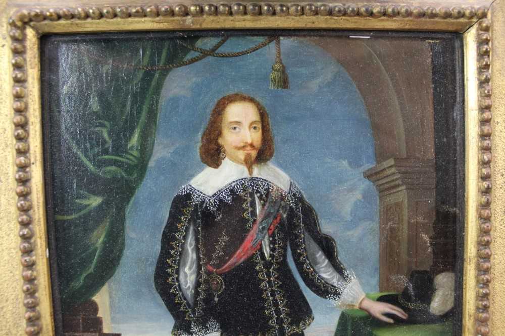 Charles I portrait oil on panel - Image 4 of 9