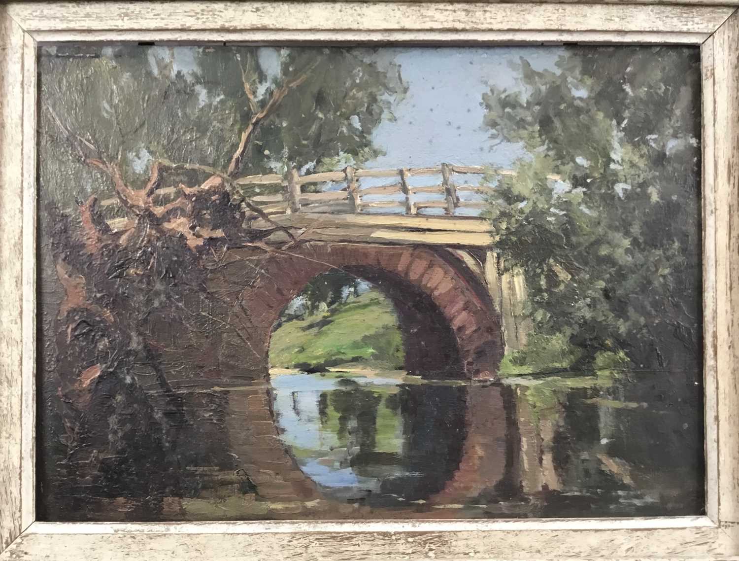 Lewis Taylor Gibb (1873-1945) oil on panel - A Rural Bridge, 25cm x 35cm, in painted frame - Image 2 of 7