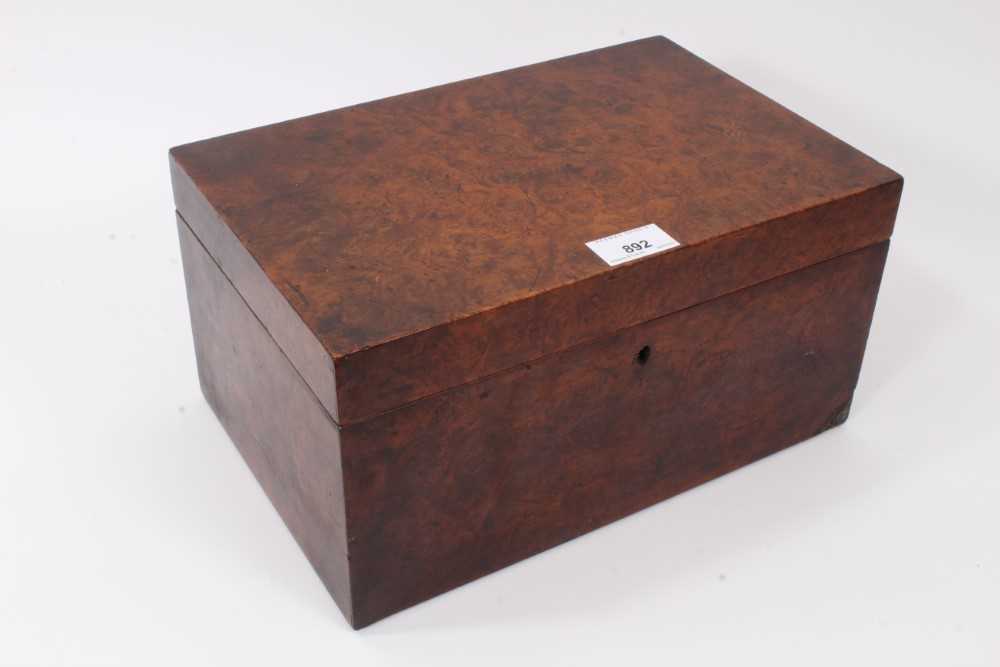 Victorian burr walnut tea caddy of rectangular form - Image 4 of 4