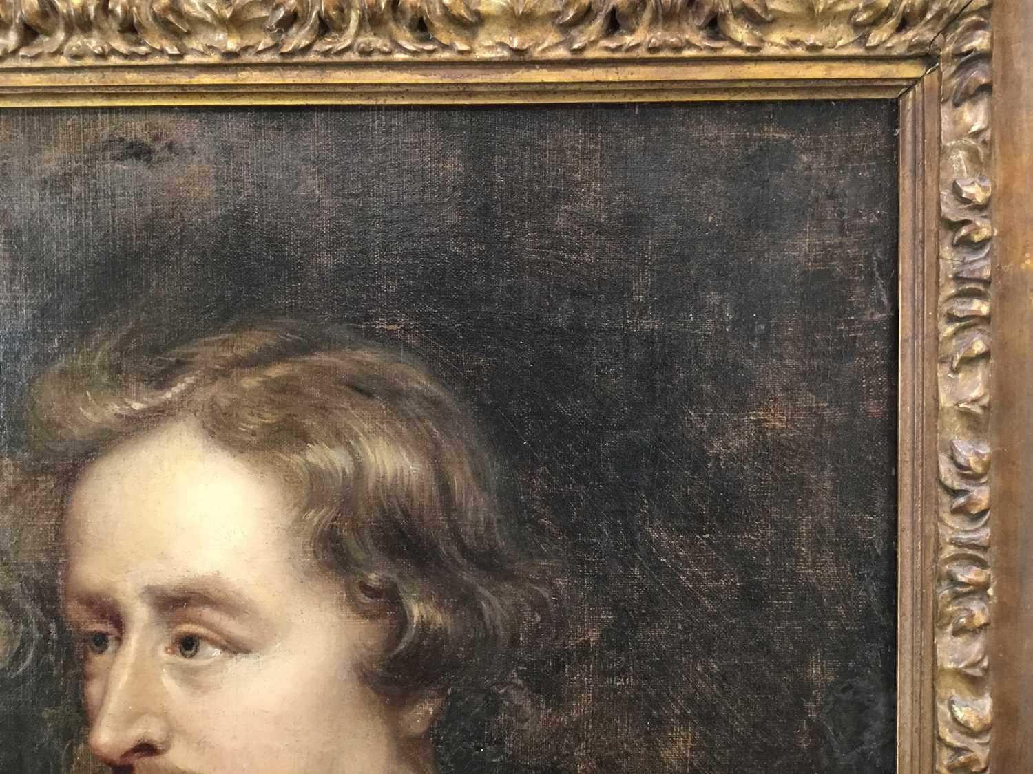 After Sir Anthony Van Dyke portrait sketch, 17th century oil on canvas, in Carlo Maratta frame - Image 12 of 19