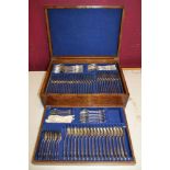 Comprehensive cased set of Victorian Kings pattern with diamond heel flatware, London 1864,