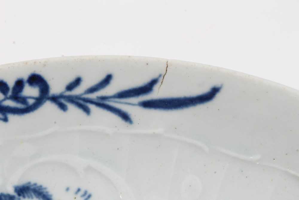 Worcester blue and white strap-fluted saucer dish, circa 1756, decorated with scrollwork panels cont - Image 7 of 9