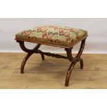 Late Regency rosewood X-frame stool