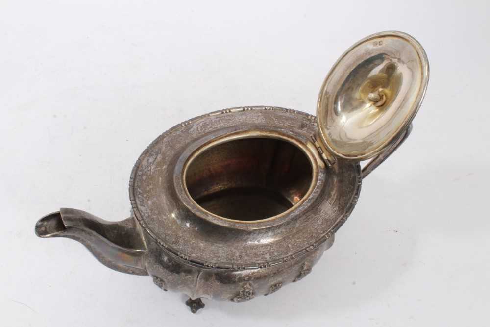 Edwardian silver three piece tea set, - Image 4 of 8