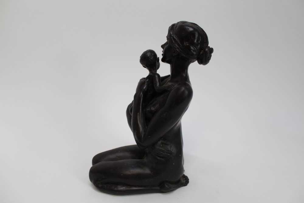 Tom Greenshields (1915-1994) limited edition bronzed resin figure, Kneeling Mother, signed, 30cm hig - Image 4 of 6