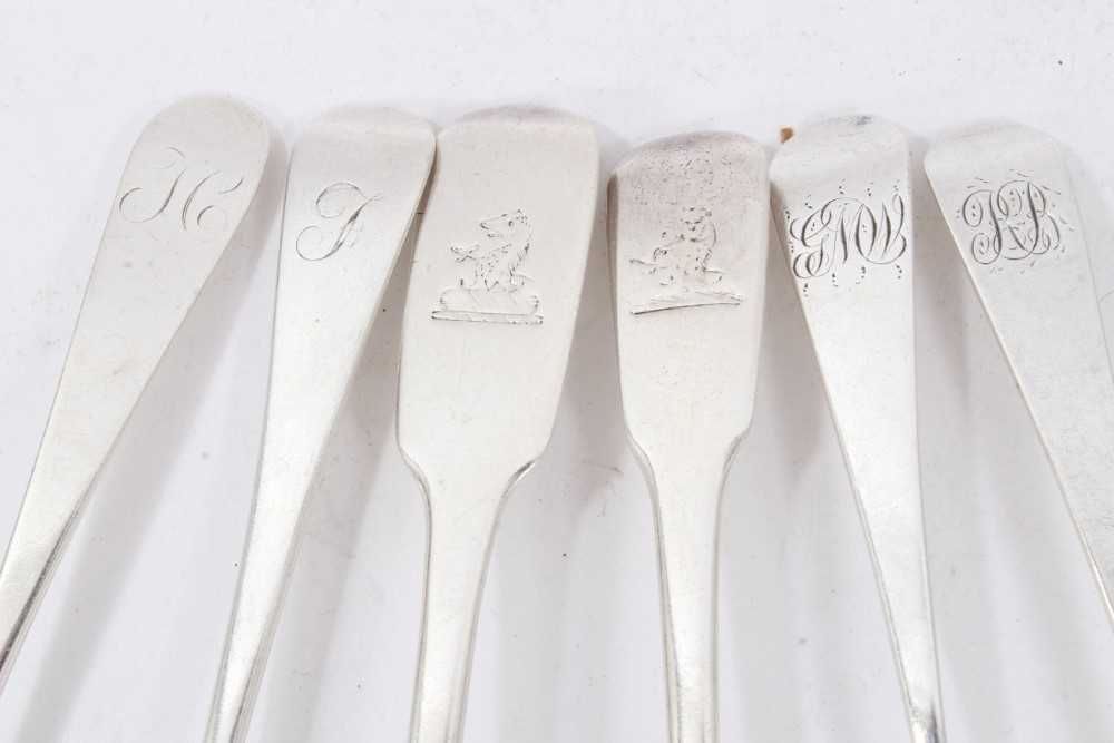 Twelve Georgian and Victorian silver spoons, and a Garrard silver salt - Image 6 of 7