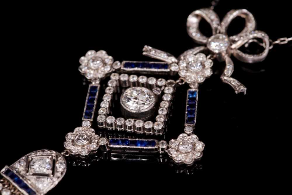 Edwardian style Belle Époque diamond and sapphire pendant necklace - Image 2 of 9