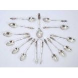 Unusual Victorian silver set of Sir Walter Scott character spoons