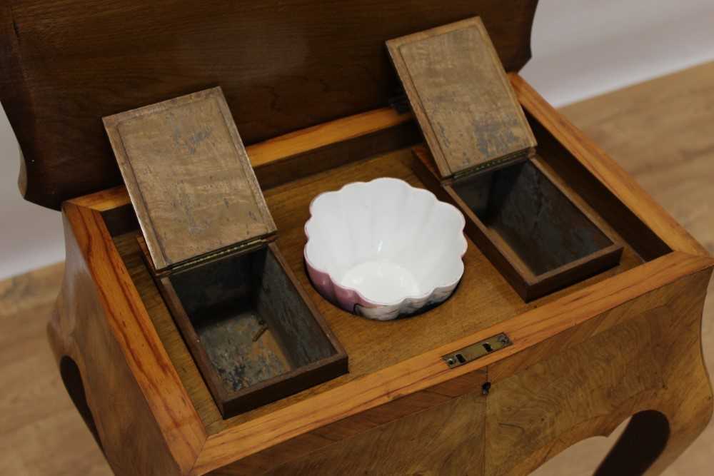 Victorian walnut teapoy, shaped rectangular form, the quarter-veneered crossbanded top higher to rev - Image 5 of 6