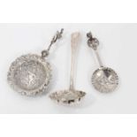 19th century Continental silver caddy spoon with embossed decoration, stamped 930 and import marks f