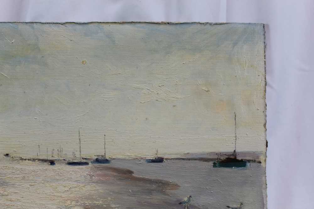 Fid Harnack, oil on board, West Mersea, Low water, signed and inscribed as titled verso - Image 5 of 7