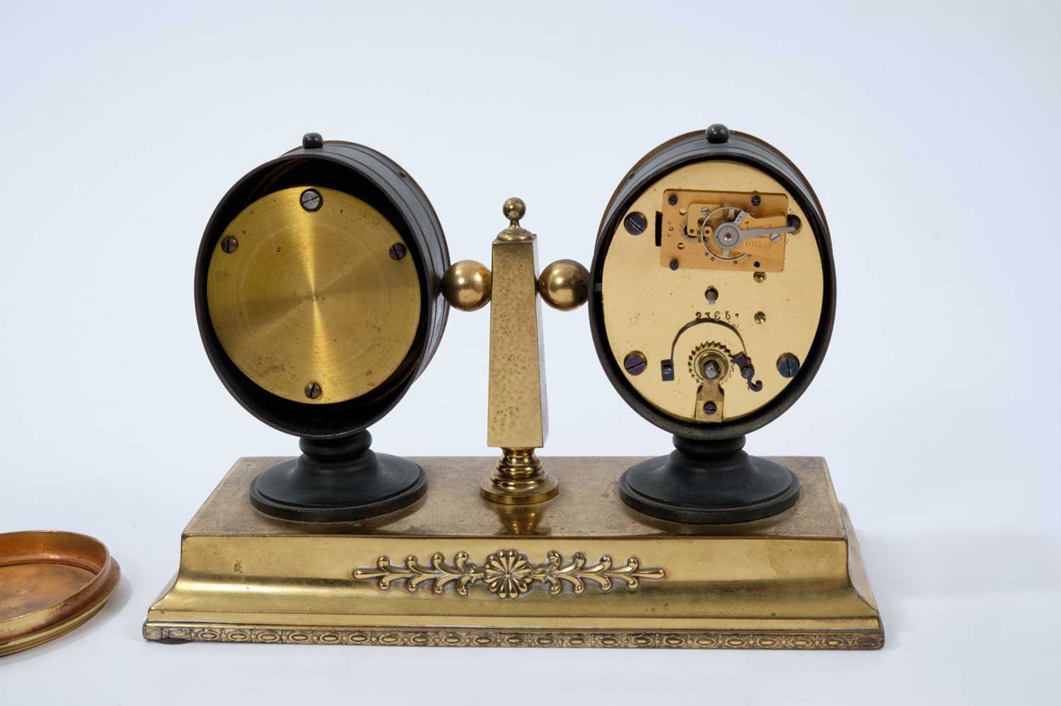 Late Victorian-style combination desk clock and barometer - Image 2 of 2