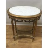 19th century French marble topped gilt wood table