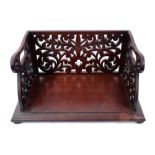 Good 19th century mahogany book carrier with fretwork sides