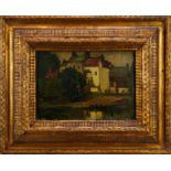 Lewis Taylor Gibb (1873-1945) oil on panel - Continental Houses, 25.5cm x 35.5cm, in glazed gilt fra