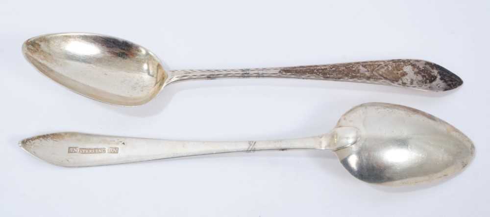 Pair George III Provincial Irish silver serving spoons John Nicholson, Cork