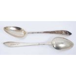 Pair George III Provincial Irish silver serving spoons John Nicholson, Cork