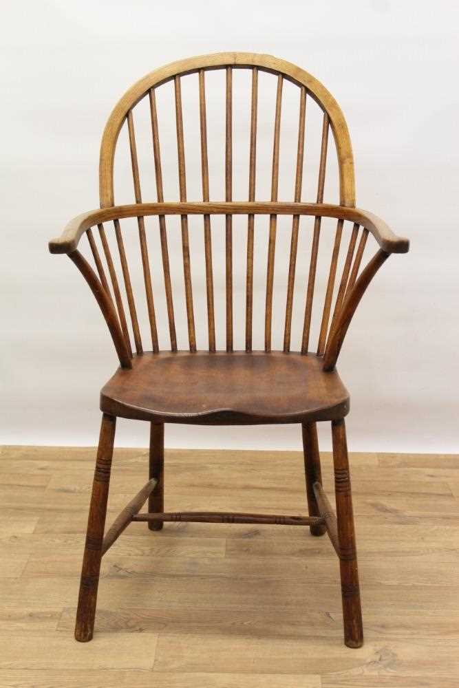 19th century ash and beech Windsor stick back elbow chair