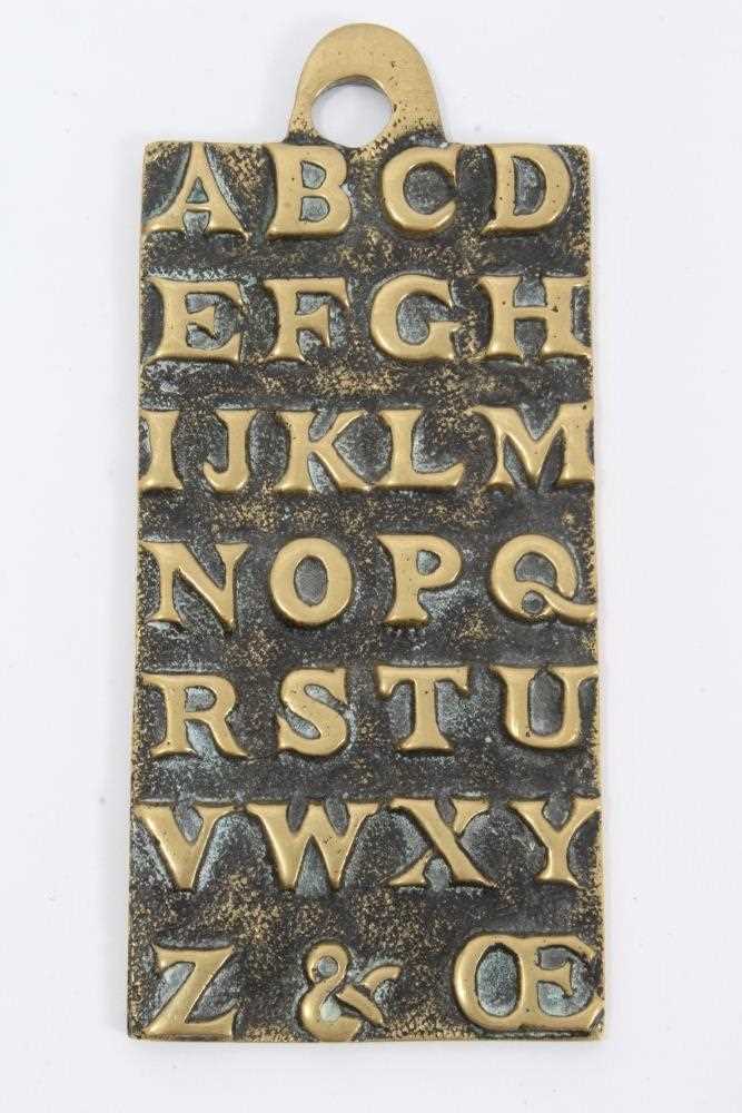 18th century style brass alphabet plaque